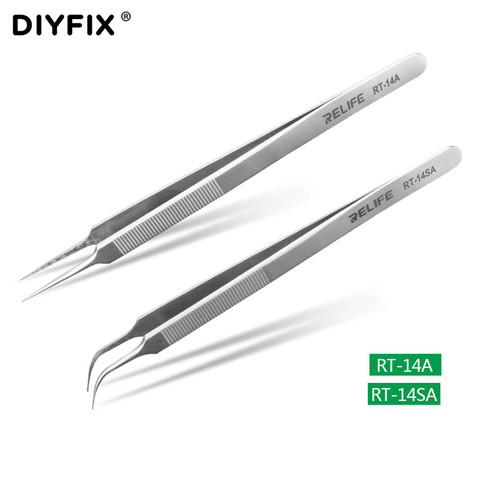 RELIFE Precision CellPhone Repair Tweezers Anti-static Anti-slip Clips High Toughness Fine Tips Picking Tools RT-14A RT-14SA ► Photo 1/6