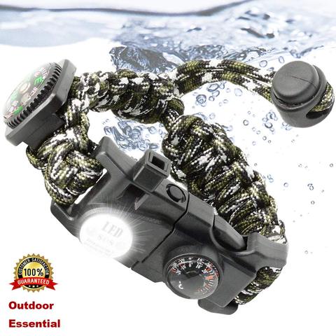Outdoor Paracord Survival Bracelet With Waterproof SOS LED Light Compass Whistle Tactical Survival Gear Set Adjustable Paracord ► Photo 1/6