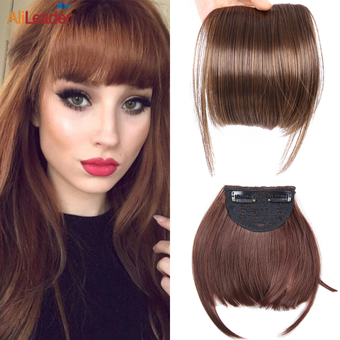 Alileader High Quality Bangs Blunt Bang Hairpieces Neat Front False Fringe Thin Synthetic Hair Bangs 2Clip In Hairpiece Fringe ► Photo 1/6