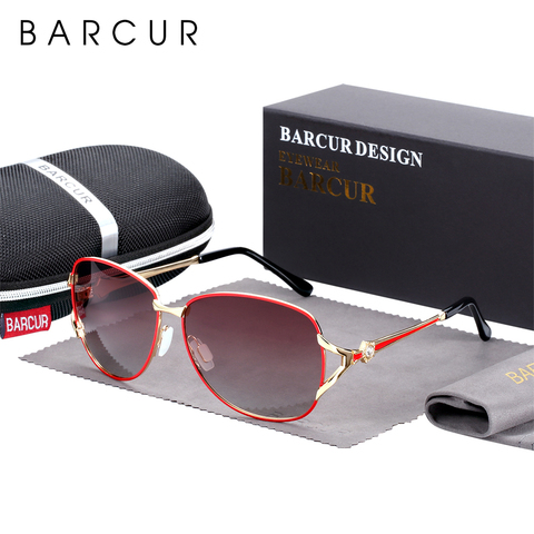 BARCUR Women Gradient Sunglasses Polarized Sun Glasses Luxury Round Eyewear lunette de soleil homme ► Photo 1/6