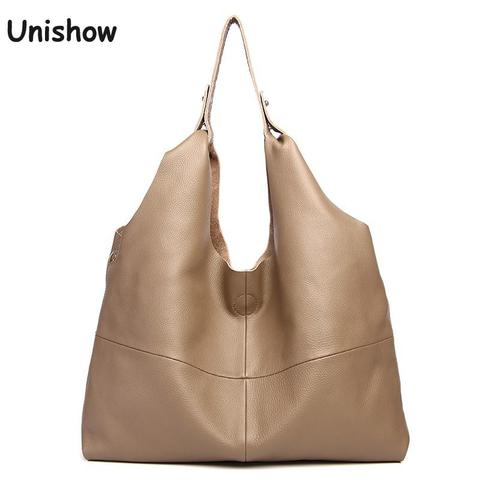 Solid Casual Genuine Leather Women Totes Bag Large Capacity Women Leather Shoulder Bag Luxury Soft Real Leather Lady Handbag ► Photo 1/6