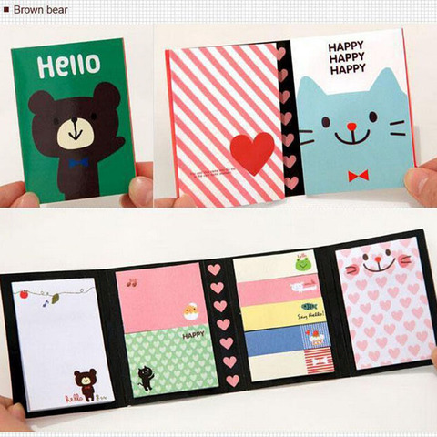 Portable Notes Paper Self-Adhesive Four Fold Flags Notes Tab Post Sticker Note Marker Memo Sticky Cute Animals Colorful Bookmark ► Photo 1/6