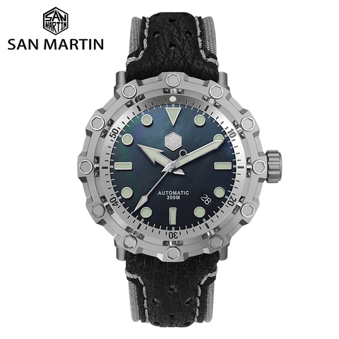 San Martin Dive MOP Dial Titanium SW200 Original Design Limited Edition Men Mechanical Watch Sapphire 200M  Shark Leather ► Photo 1/6