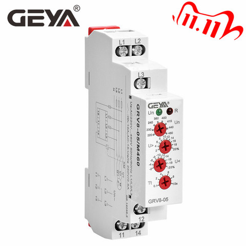 GEYA GRV8-05 Adjustable Overvoltage and Undervoltage Protection Relay wit Asymmerty Function Three Phase Monitoring Relay 220V ► Photo 1/6