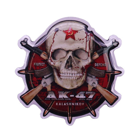 Russian Soviet CCCP AK47 Special Forces Red Star Skull Protect Defend Kalashnikov Laple Pin Badge ► Photo 1/6