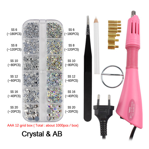 High quality Hotfix Rhinestones Set /Hot Fix Rhinestones Hotfix Applicator Set/ Crystal Glass Rhinestone DLY Set Iron-On ► Photo 1/6