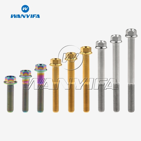 Wanyifa M6x10 15 20 25 30 35 40 45 50 55 60 65 70mm Titanium Bolt Flange Hex Head Screws for Bicycle Motorcycle Car Modification ► Photo 1/6