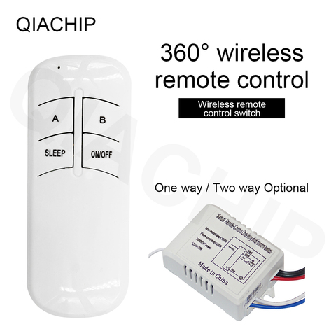 QIACHIP AC 220V RF Remote Control 2 Way Relay Wireless Remote Switch Transmitter Smart Fan Controllor Switch For Light Bulb ► Photo 1/6