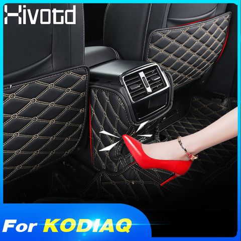 Hivotd For Skoda Kodiaq Car Armrest box Seat Back Anti kick mat Protector Cover Waterproof Pad Interior accessories 2017-2022 ► Photo 1/6