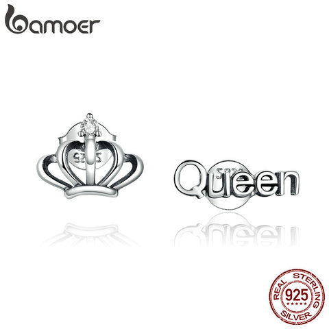 bamoer Simple Crown silver Stud Earrings for Women 925 Sterling Silver Ear Pins Jewelry 2022  New Design Brincos earring SCE934 ► Photo 1/6