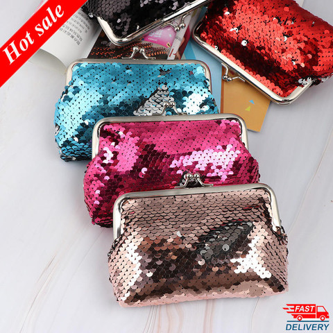 New Fashion Sequins Mini Wallet Clutch Pouch Portable Women Sequins Coin Purses Handbags Card Holder Keys Earphone Bags Oval 20g ► Photo 1/6