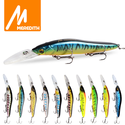 MEREDITH Slow Sinking or Flaoting 110mm Minnow Wobbler Fishing Lures Artificial Hard Bait Depth 0-3m Bass Pike Bait Tackle ► Photo 1/6