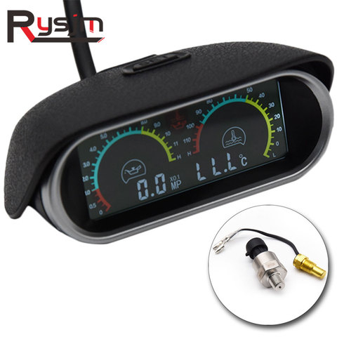 2 Functions Universal 12v/24v Truck Car Oil Pressure Gauge + Water Temperature Gauge Set Meter Sensor Oil Pressure Indicator ► Photo 1/6