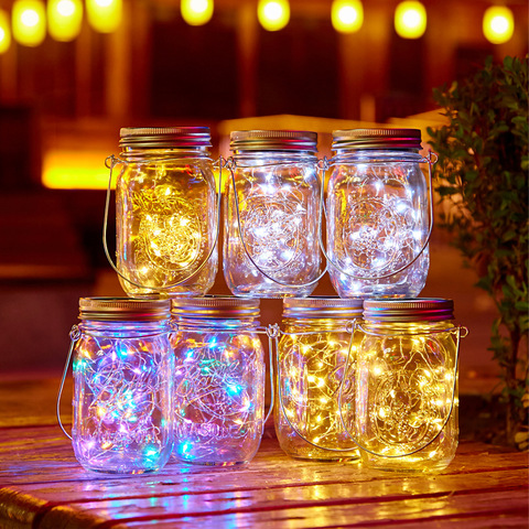 20 LEDs Solar Powered 1M 10LEDs Mason Jar Lid Insert Fairy String Light for Garden Christmas Party Outdoor Light Strings ► Photo 1/6