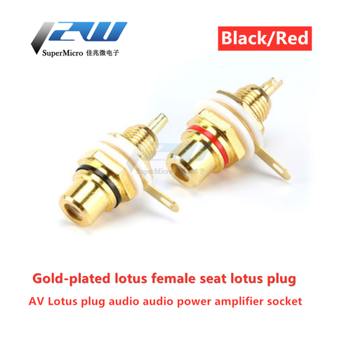 2pcs/lot  Lotus Female Base AV Plug RCA Lotus Female Socket Audio Amplifier Gold Plated Red / Black ► Photo 1/1