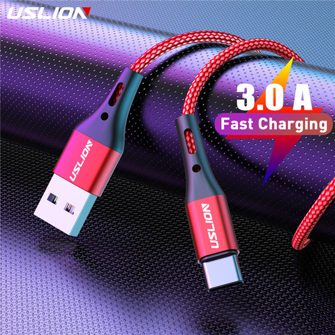 USLION 3A USB Type C Cable Fast Charging Wire for Samsung S9 S8 S10 Xiaomi mi9 mi8 Huawei Mobile Phone USB C Charger Cable 2m 3m ► Photo 1/6