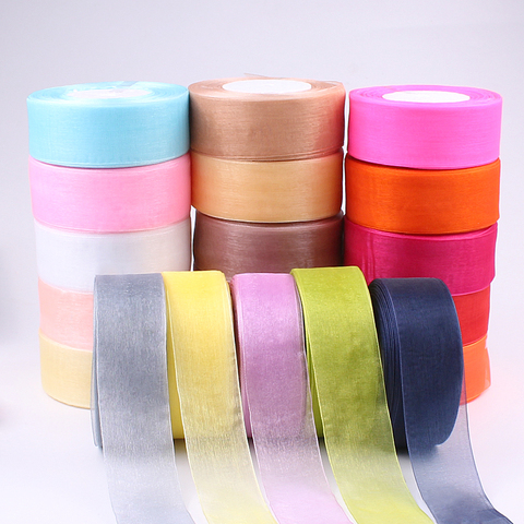 (50 yards/roll) Organza Ribbon gift wrapping decoration Christmas silk ribbons lace fabric 40mm Bow Hair Wedding Decoration DIY ► Photo 1/6