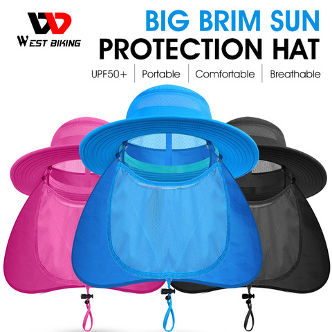 WEST BIKING 2022 New Fishing Sun Hat Outdoor Sport Fisherman Hat UV Protection Sunshade Cap Big Brim Adjustable Hiking Hat ► Photo 1/1