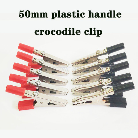 Crocodile Clip 2-10pcs/lot Crocodile clip 50mm Plastic Handle Test Probe Metal Alligator Clips Connector Socket battery Plug ► Photo 1/5