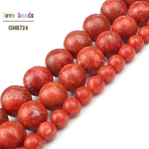 Natural Grass Red Coral Beads 6/8/10/12/14/16mm pick size 15inche/strand Fashion Jewelry Beads For Jewelry Making (F00577) ► Photo 1/5