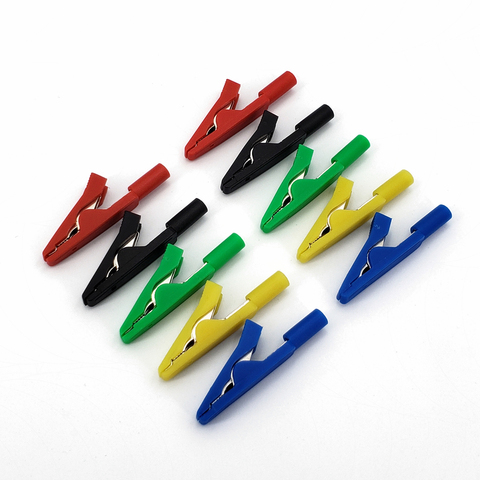 10Pcs Brass 5 Colors 41mm Insulated Mini Test Alligator Clip With 2mm Banana Female Jack ► Photo 1/6