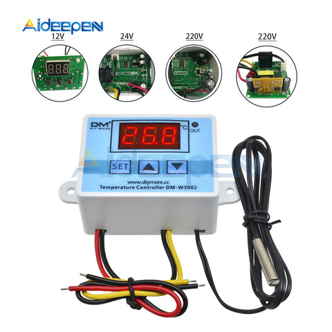 XH-W3002 DC 12V 10A Digital LED Temperature Controller 12V 24V 220V Heating Cooling Temperature Control Switch Probe LCD Display ► Photo 1/6