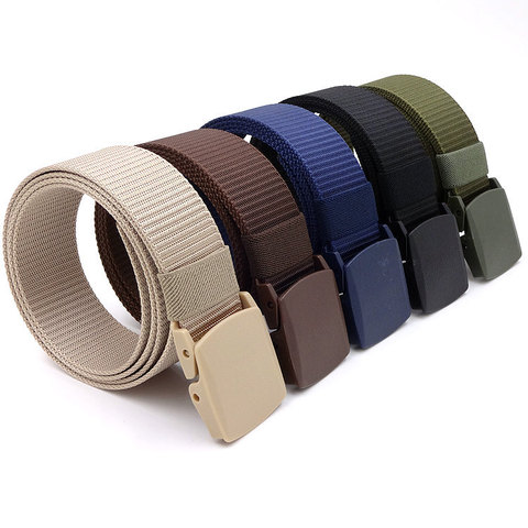 2022 New Canvas Military Training Belt Men's Women's Automatic Smooth Buckle Belts Outdoor Tactical Nylon Leisure Belt Cintos ► Photo 1/6
