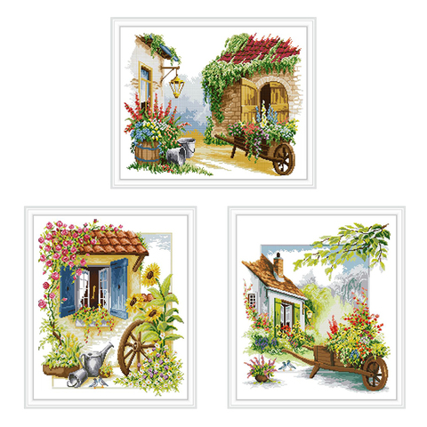 The four seasons scenery painting counted printed on canvas DMC 14CT flowers plants Cross Stitch Needlework Sets Embroidery kit ► Photo 1/6