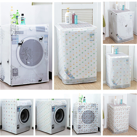 PEVA Sunscreen Dust Proof Cover Washing Machine Cover Waterproof Case Washing Machine Protective Dust Jacket Front Top Open 1PC ► Photo 1/6