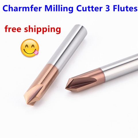 Chamfer Tools cnc Milling Cutter Carbide Corner Router Bit Chamfering End Mill Deburring Edges V Grove 90 Degree 3 Flutes ► Photo 1/6