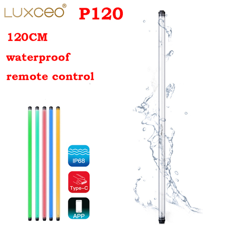 LUXCEO P120 Waterproof RGB LED Video Light Wand 120cm Remote Control IP68 CRI 95+ with Built-in Battery for photography Video ► Photo 1/6