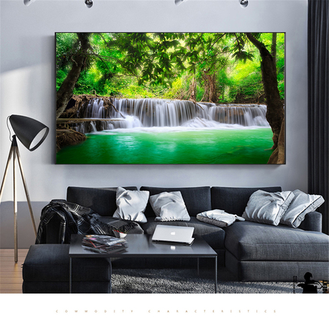 HD Prints Canvas Posters Home Decor Landscape Natural Waterfall Paintings Wall Art Scenery Picture Waterfall Modular Living Room ► Photo 1/6