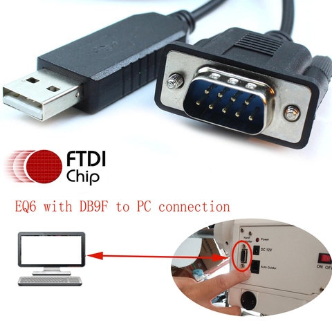 USB TO DB9 male for skywatcher EQ6  EQ5 HEQ5 to PC EQMOD RJ12 EQDirect to PC synscan hand control replacing cable ► Photo 1/6