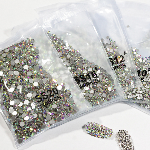 Clear Rhinestone Nail Art Stones Flatback Rhinestones Crystal AB SS3 - SS50 Non Hot Fix Glass Strass Glue On Nails Rhinestones ► Photo 1/6