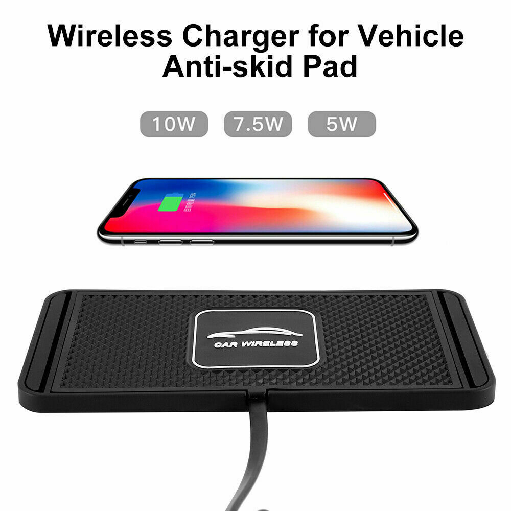 Car Qi Wireless Charger Pad Fast Charging Non-slip Mat Dashboard Holder Stand 