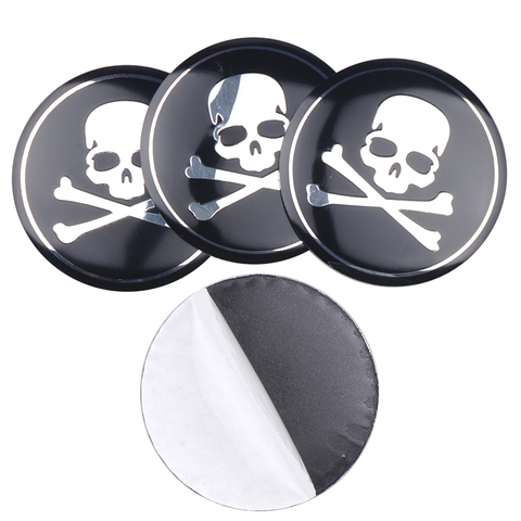 4x 56/65mm 3D Metal Skull Skeleton Crossbones Car Wheel Center Hub Caps Cover emblem Sticker Car Styling Decoration Accessories ► Photo 1/6