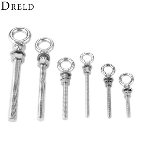1Pc M6 M8 M10 M12 Stainless Steel Lifting Eye Bolts Eyebolts with Nuts & Washers Set Round Ring Hook Bolt Screw Fasterners ► Photo 1/6
