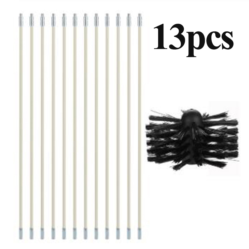 Nylon Brush With 4/12 Pcs Long Handle Flexible Pipe Rods For Chimney Fireplaces Inner Wall Cleaning Brush House Cleaner Tool ► Photo 1/4