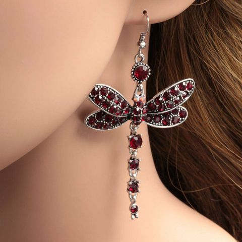 Fashion Lady Inlaid Multicolor Zircon Dragonfly Tassel Earrings Crystal Rhinestone Dangle Earrings Trendy Wedding Party Jewelry ► Photo 1/6