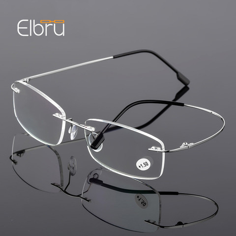 Elbru Ultralight TR90 Memory Titanium Rimless Reading Glasses Men&Women Presbyopic Eyeglasses +1.0 +1.5 +2.0 to+3.5 +4.0 ► Photo 1/6