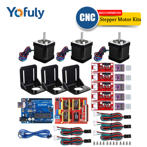 4-lead Nema17 Stepper Motor 42 motor+4pcs A4988 driver expansion board UNO R3+cnc shield v3 engraving machine 3D Printer CNC Kit ► Photo 1/6