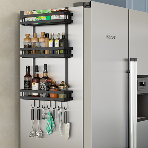 Multifunctional Refrigerator Rack Side Storage Rack Kitchen Spice Rack Wall-mounted Rack Kitchen Accessories Organizer ► Photo 1/5