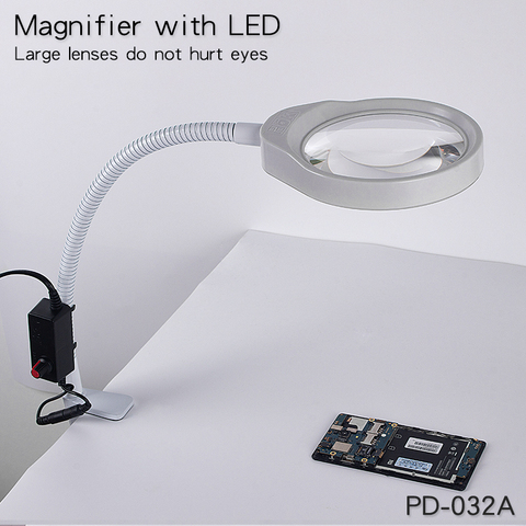 10x 127mm Desk Large Clip LED Magnifying Glass Illuminated Magnifier Lamp Loupe Reading/Rework/Soldering 3X 5X 8X 10X 10X20X ► Photo 1/6