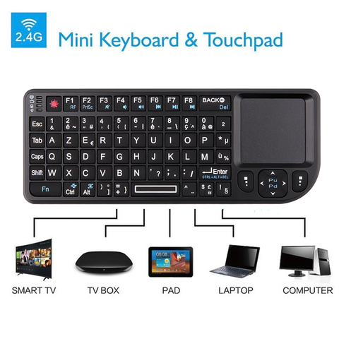 Mini 2.4G RF Wireless Keyboard Spanish French Russian English Keyboard Backlight Touchpad Mouse for PC Notebook Smart Tv Box ► Photo 1/6