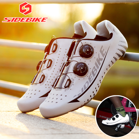 Multi-style selection of reflective upper carbon fiber sole lightweight self-locking road cycling shoes ► Photo 1/6