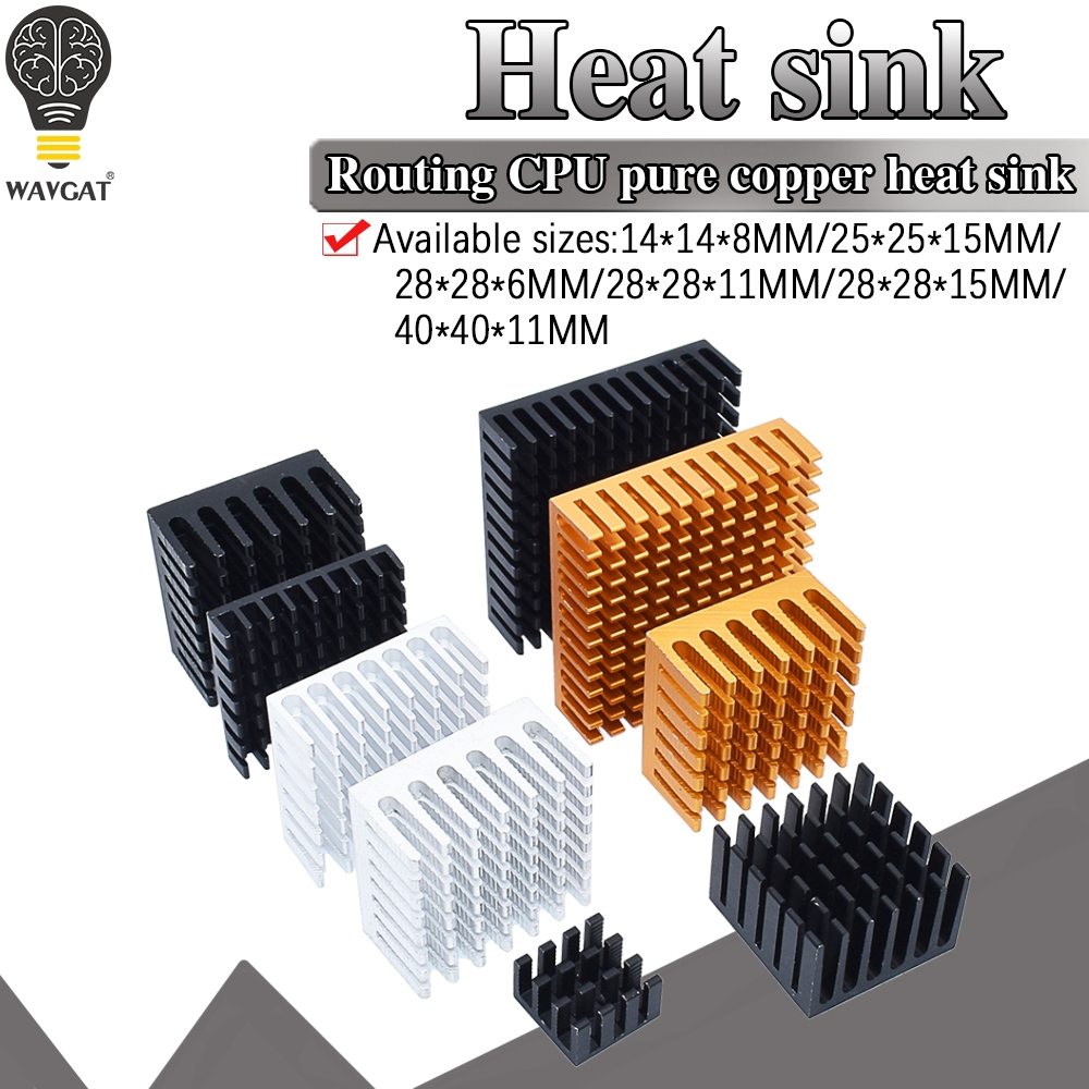 Aluminium 28*28*15mm Electronic Heatsink Heatsink Black Radiator Cooling Block 