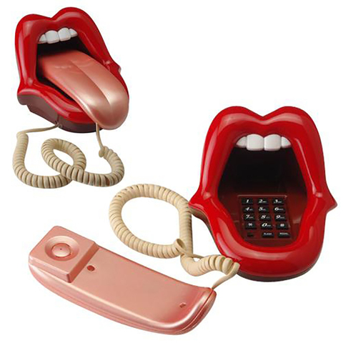 Novelty Tongue Stretching Sexy Lips Mouth Corded Phone Telephone with LED Indicator, Audio / Pulse Dial, Mini Landline Telephone ► Photo 1/3
