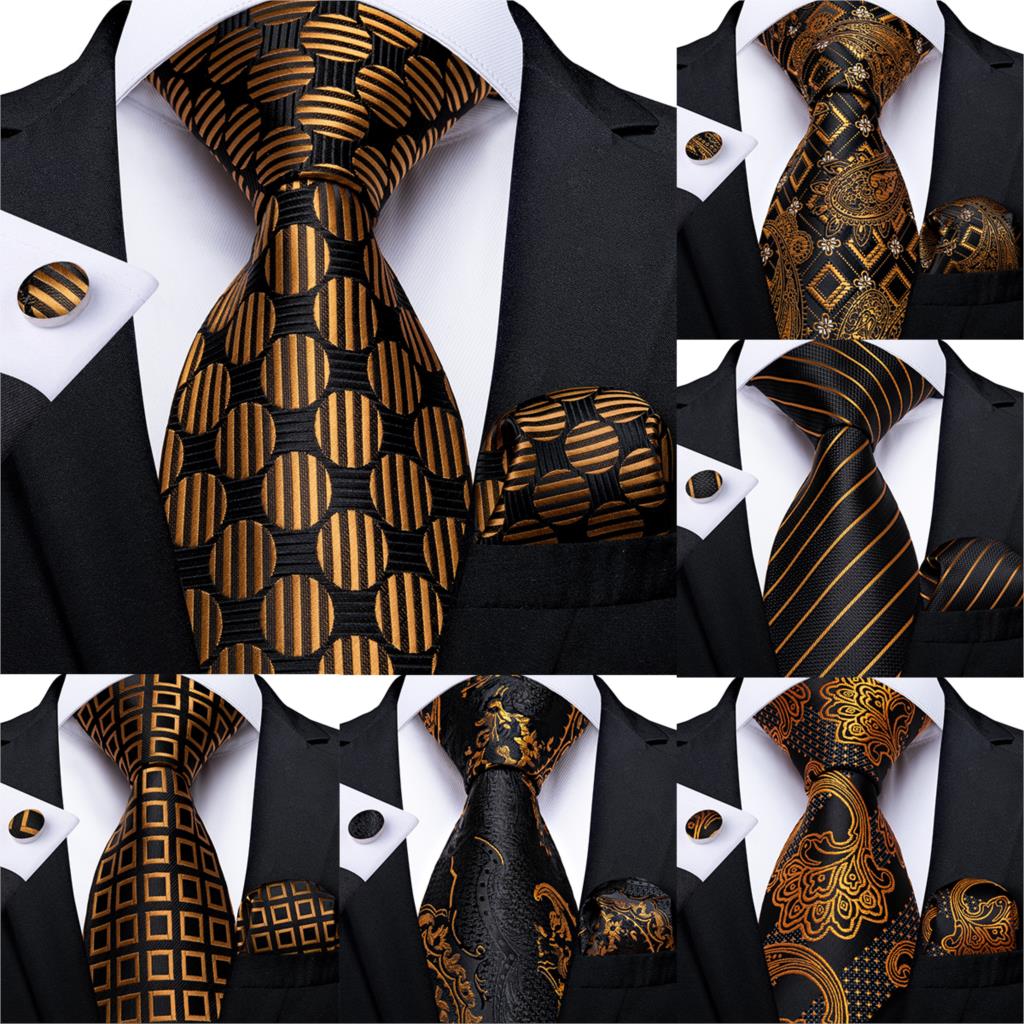 DiBanGu Mens Silk Necktie 180 Colors Paisley Solid Striped Tie Hanky Cufflinks 