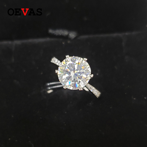 OEVAS Real 3 Carats D Color Moissanite Wedding Rings For Women 100% 925 Sterling Silver Sparkling Enagement Party Fine Jewelry ► Photo 1/6