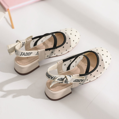 Fashion Polka Dots Mesh Girl's Sandals Little Girl Children Princess Head Shoes Bow Non-Slip Wear-Resistant Clear Shoes ► Photo 1/6